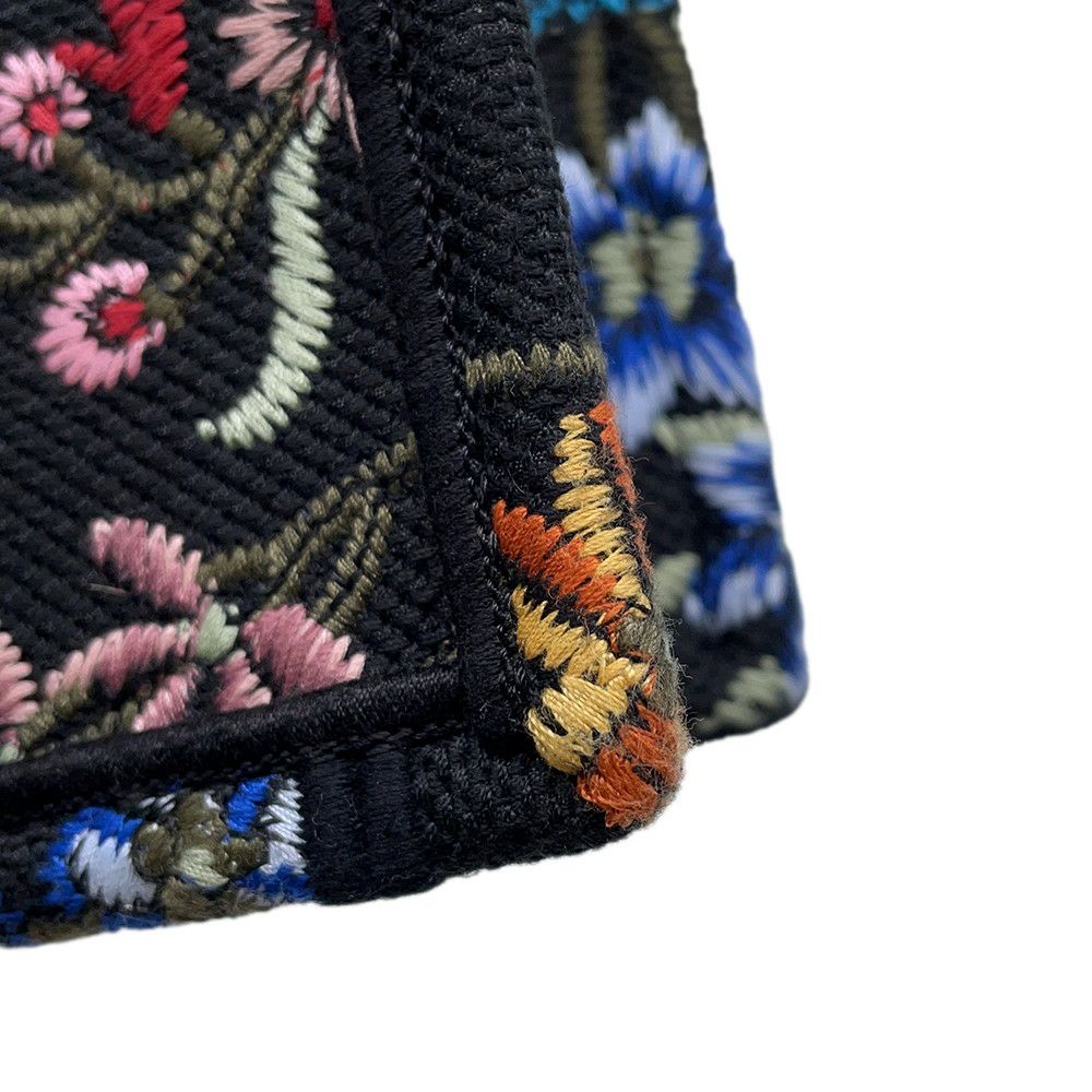 クリスチャン・ディオール ハンドバッグ ブックトートミニ フラワー バーティカル キャンバス Christian Dior 2wayショルダー 黒