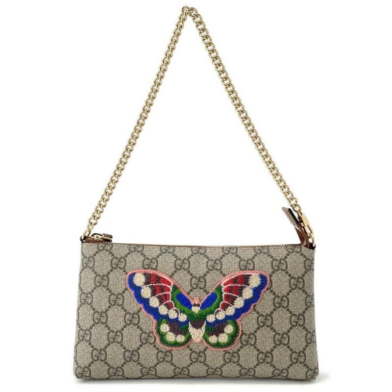 グッチ ハンドバッグ GGスプリーム ホリデーコレクション バタフライ チェーンポーチ PVC 456866 GUCCI 蝶