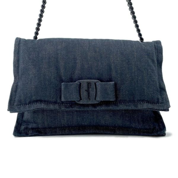 サルヴァトーレ・フェラガモ ショルダーバッグ VIVA BOW ビバ ボウ ヴァラリボン デニム GG-210363 Ferragamo