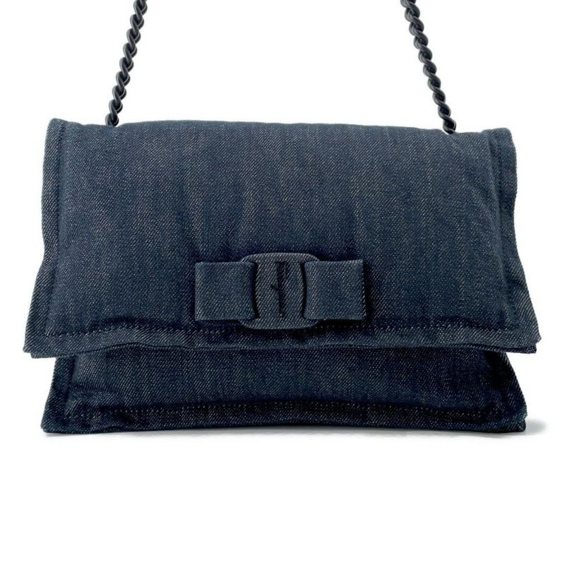 サルヴァトーレ・フェラガモ ショルダーバッグ VIVA BOW ビバ ボウ ヴァラリボン デニム GG-210363 Ferragamo