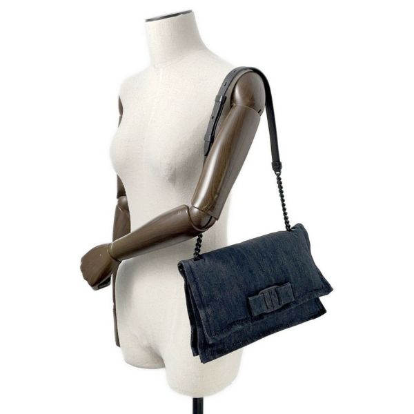 サルヴァトーレ・フェラガモ ショルダーバッグ VIVA BOW ビバ ボウ ヴァラリボン デニム GG-210363 Ferragamo