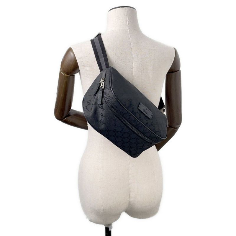 グッチ ボディバッグ GGナイロンキャンバス 449182 GUCCI ショルダーバッグ 黒 アウトレット品 ウエストバッグ