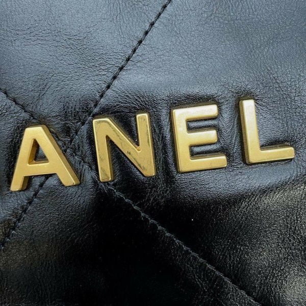 シャネル ハンドバッグ CHANEL 22 マトラッセ スモール シャイニーカーフ AS3260 ポーチ付き 黒