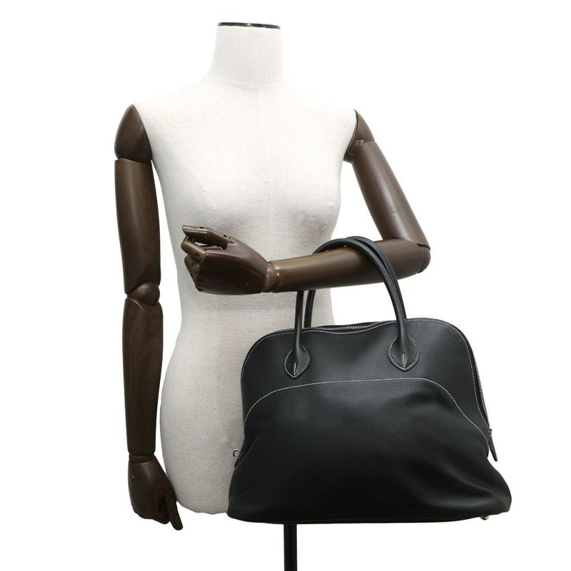 エルメス ハンドバッグ ボリード リラックス35 ブラック/シルバー金具 ヴォーシッキム □O刻印 HERMES 黒