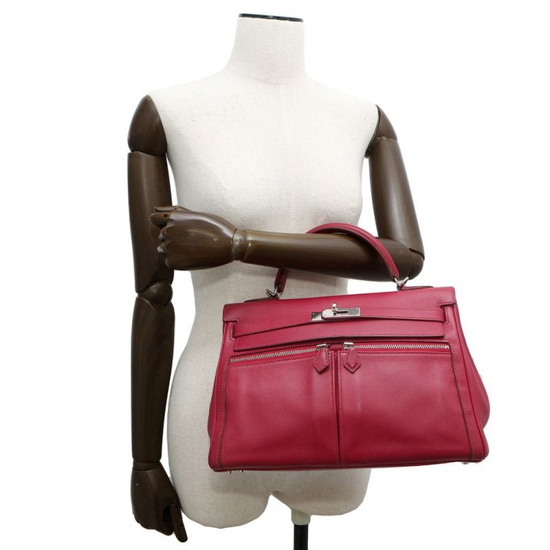 エルメス ハンドバッグ ケリーラキ32 ルビー/シルバー金具 スイフト □O刻印 2wayショルダー