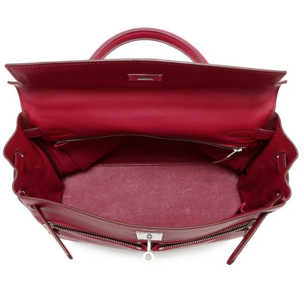 エルメス ハンドバッグ ケリーラキ32 ルビー/シルバー金具 スイフト □O刻印 2wayショルダー