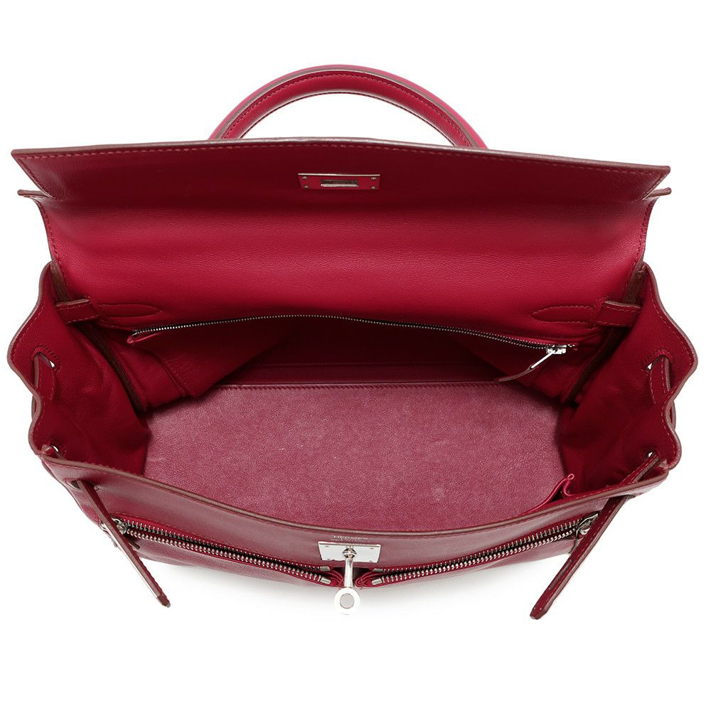 エルメス ハンドバッグ ケリーラキ32 ルビー/シルバー金具 スイフト □O刻印 2wayショルダー