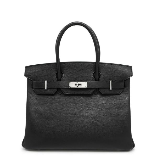 エルメス バーキン30 ブラック/シルバー金具 エプソン □L刻印 HERMES Birkin ハンドバッグ 黒