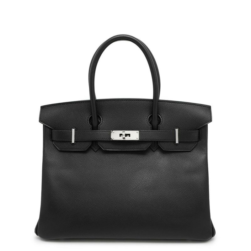 エルメス バーキン30 ブラック/シルバー金具 エプソン □L刻印 HERMES Birkin ハンドバッグ 黒
