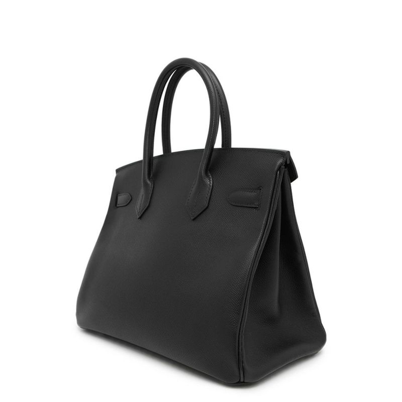 エルメス バーキン30 ブラック/シルバー金具 エプソン □L刻印 HERMES Birkin ハンドバッグ 黒