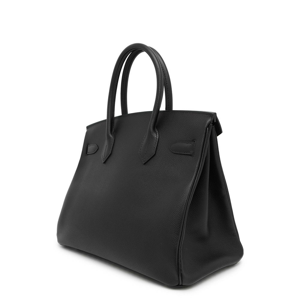 エルメス バーキン30 ブラック/シルバー金具 エプソン □L刻印 HERMES Birkin ハンドバッグ 黒