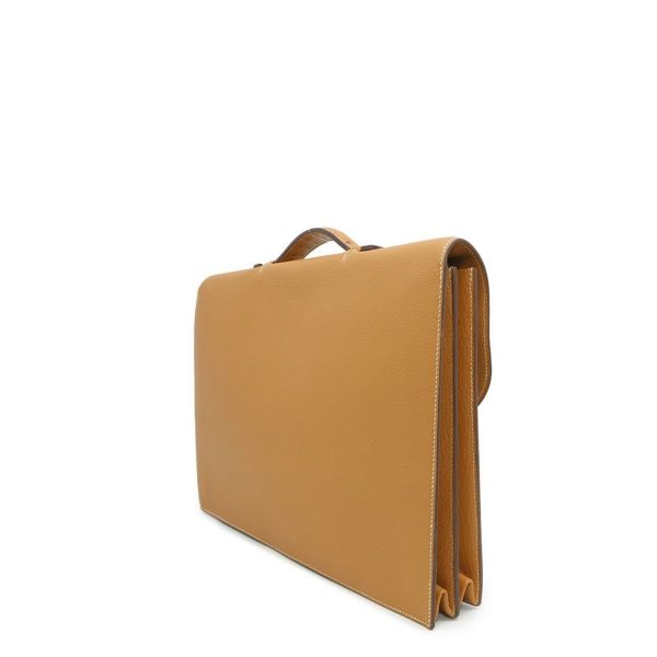 エルメス ブリーフケース サック・ア・デペッシュ38 サフラン/ゴールド金具 アルデンヌ/オーストリッチ 〇O刻印 メンズ