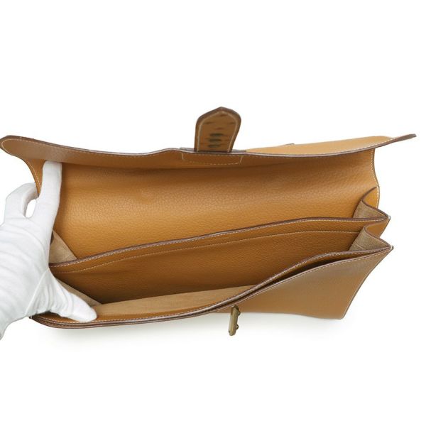 エルメス ブリーフケース サック・ア・デペッシュ38 サフラン/ゴールド金具 アルデンヌ/オーストリッチ 〇O刻印 メンズ