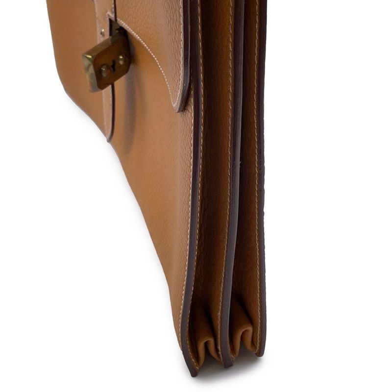 エルメス ブリーフケース サック・ア・デペッシュ38 サフラン/ゴールド金具 アルデンヌ/オーストリッチ 〇O刻印 メンズ