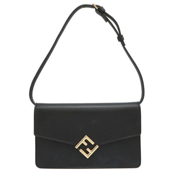 フェンディ ショルダーウォレット FFダイヤモンド レザー 8M0488 FENDI 長財布 黒