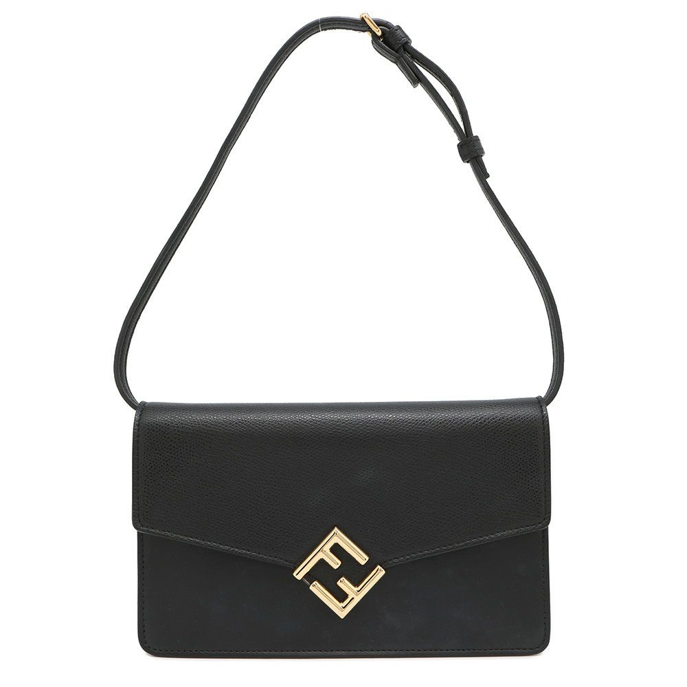 フェンディ ショルダーウォレット FFダイヤモンド レザー 8M0488 FENDI 長財布 黒