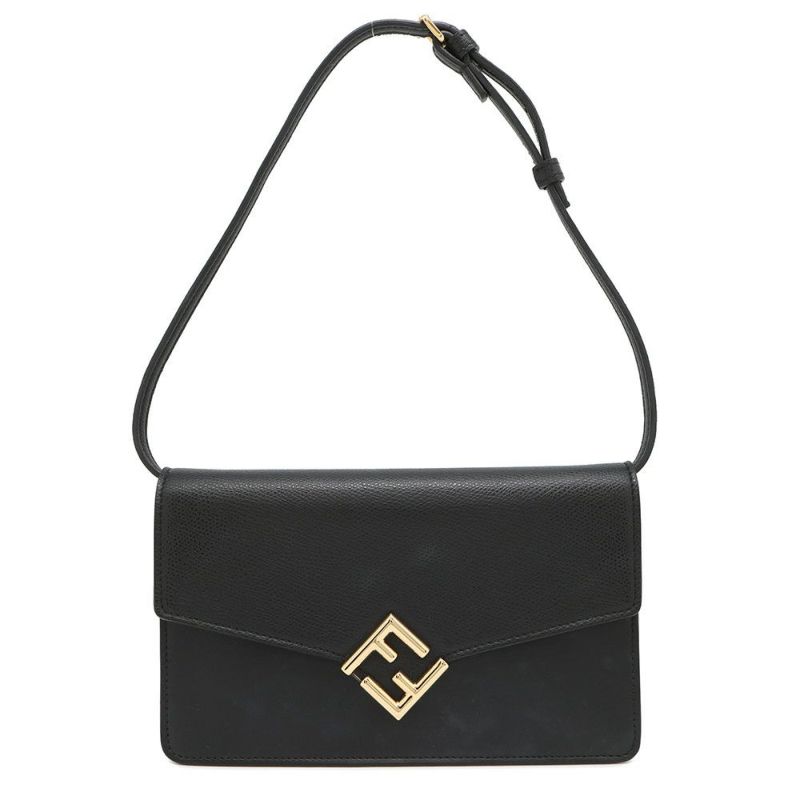 フェンディ ショルダーウォレット FFダイヤモンド レザー 8M0488 FENDI 長財布 黒