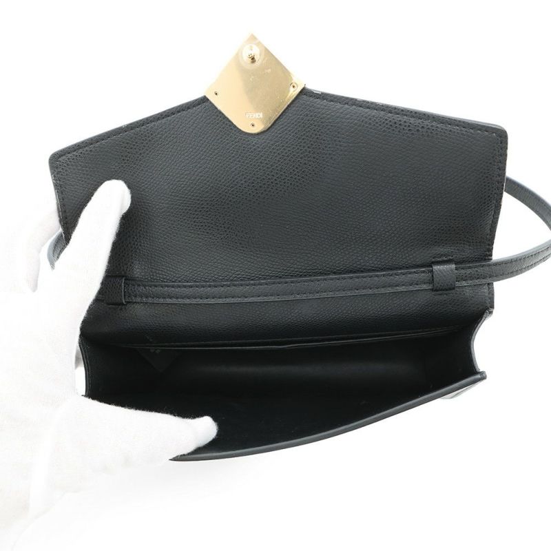 フェンディ ショルダーウォレット FFダイヤモンド レザー 8M0488 FENDI 長財布 黒