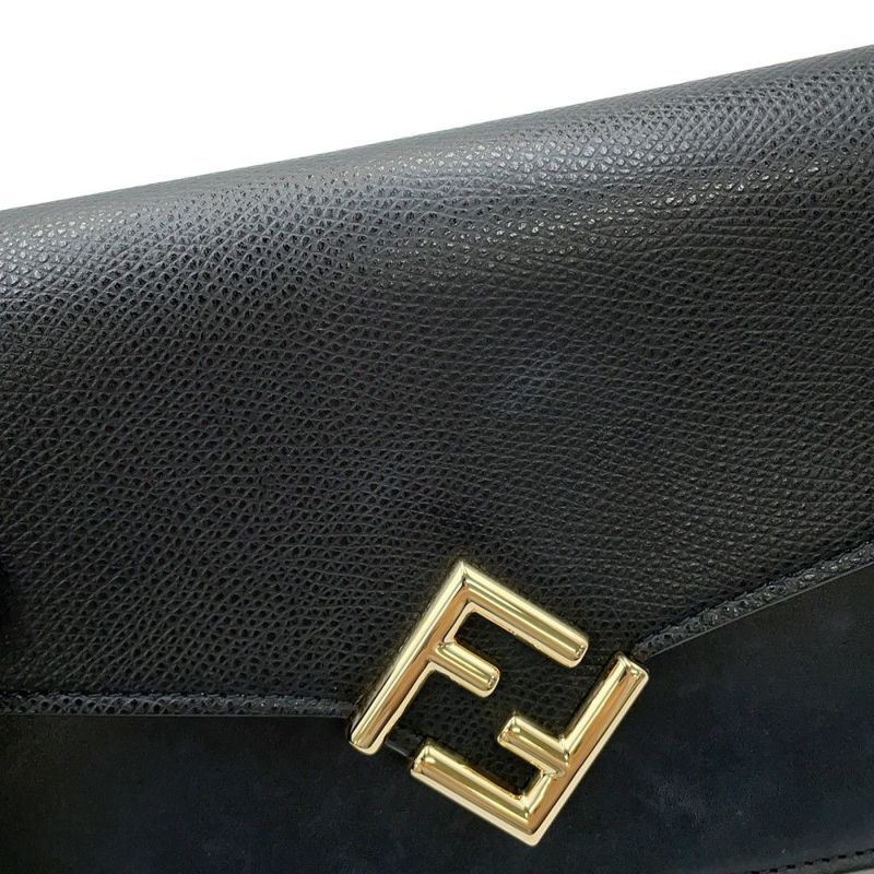 フェンディ ショルダーウォレット FFダイヤモンド レザー 8M0488 FENDI 長財布 黒