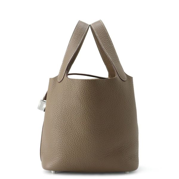 エルメス ハンドバッグ ピコタンロックPM エトゥープ/シルバー金具 トリヨンクレマンス B刻印