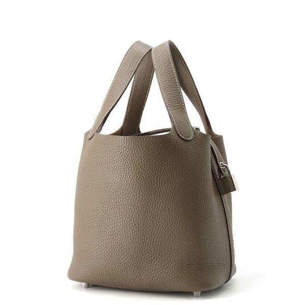 エルメス ハンドバッグ ピコタンロックPM エトゥープ/シルバー金具 トリヨンクレマンス B刻印