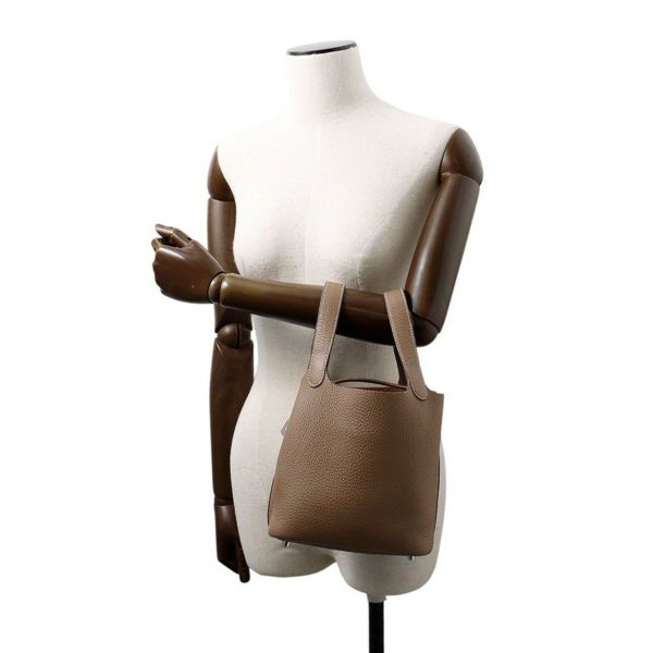 エルメス ハンドバッグ ピコタンロックPM エトゥープ/シルバー金具 トリヨンクレマンス B刻印