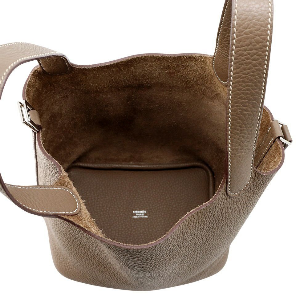 エルメス ハンドバッグ ピコタンロックPM エトゥープ/シルバー金具 トリヨンクレマンス B刻印