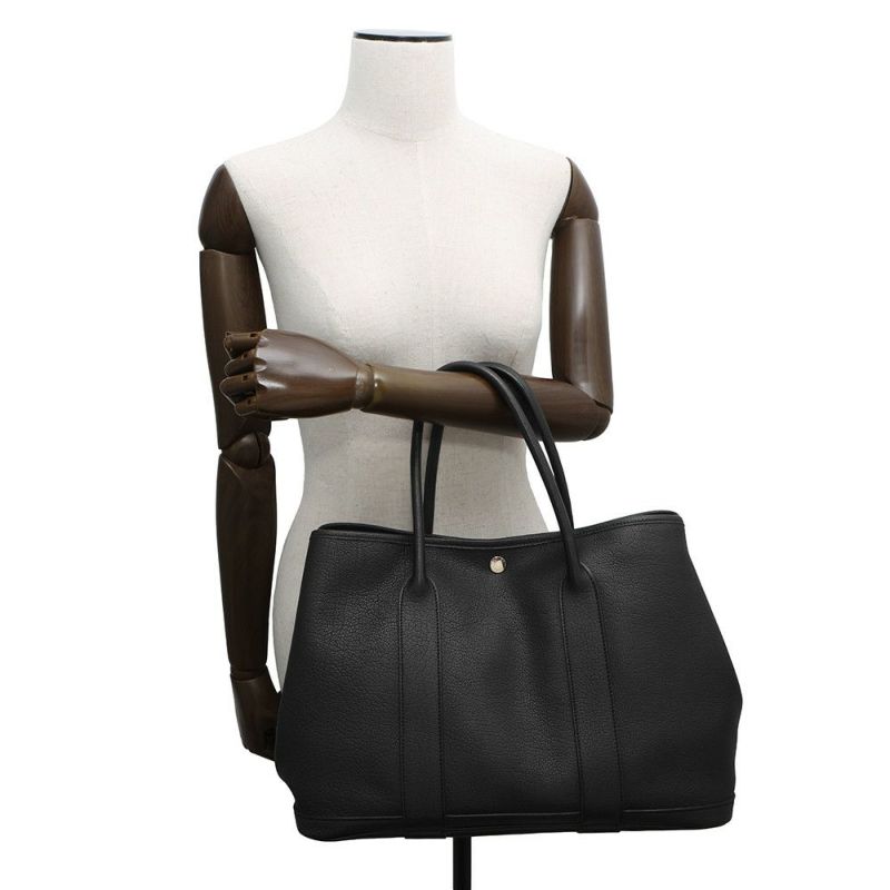 エルメス トートバッグ ガーデンパーティPM ブラック/シルバー金具 カントリー □K刻印 黒