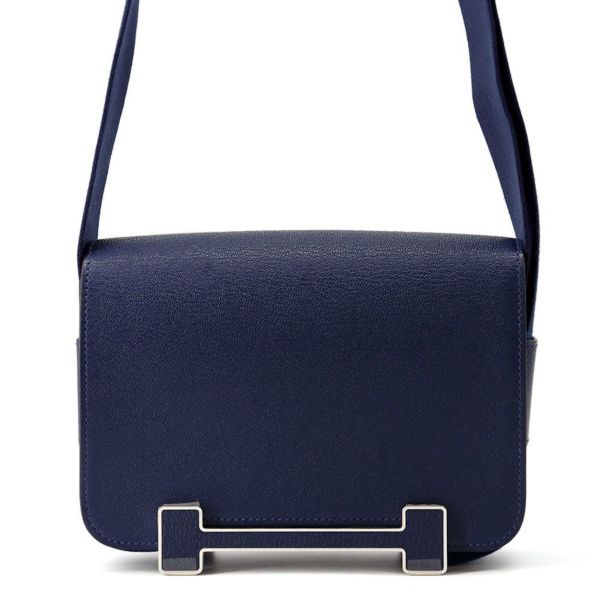 エルメス ショルダーバッグ ゲタ ネイビー/シルバー金具 シェブルミゾル B刻印