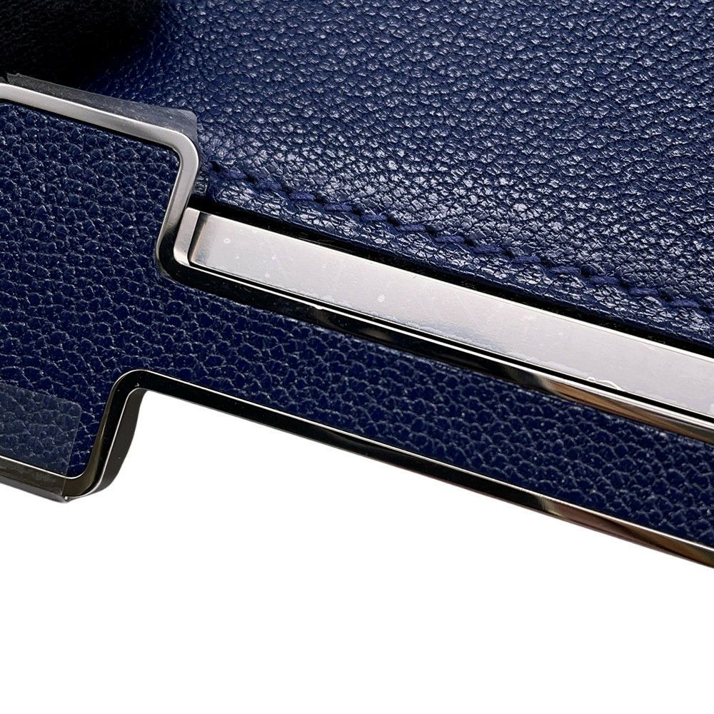 エルメス ショルダーバッグ ゲタ ネイビー/シルバー金具 シェブルミゾル B刻印