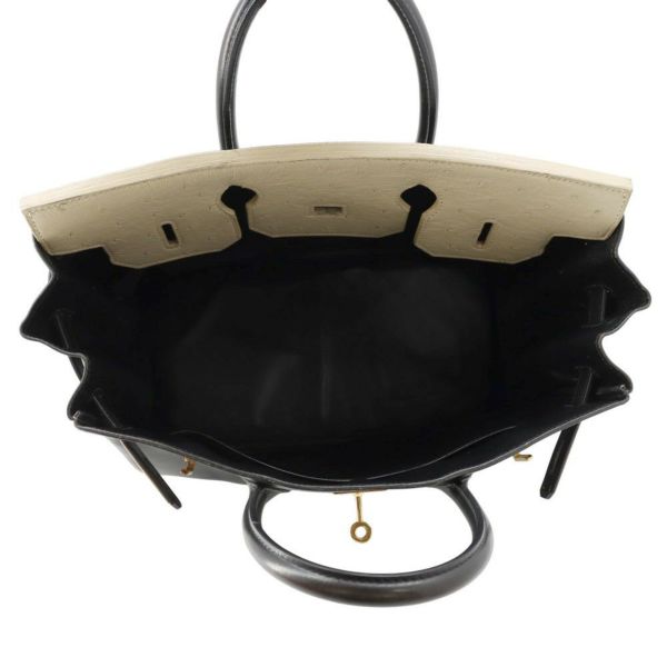 エルメス ハンドバッグ オータクロア32 タッチ ブラック/パーシュマン/ゴールド金具 ボックスカーフ/オーストリッチ 〇Y刻印 黒