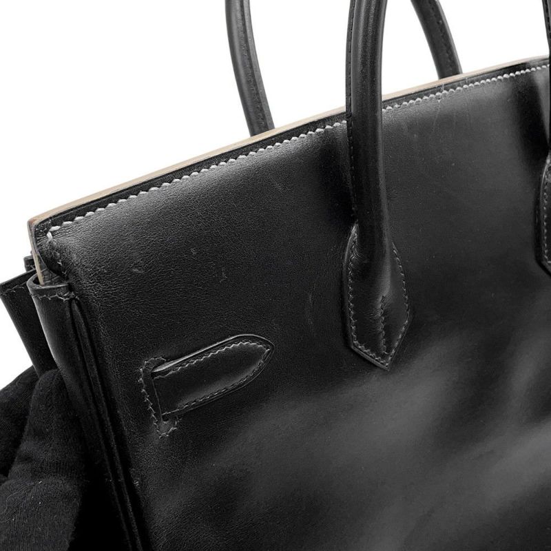 エルメス ハンドバッグ オータクロア32 タッチ ブラック/パーシュマン/ゴールド金具 ボックスカーフ/オーストリッチ 〇Y刻印 黒