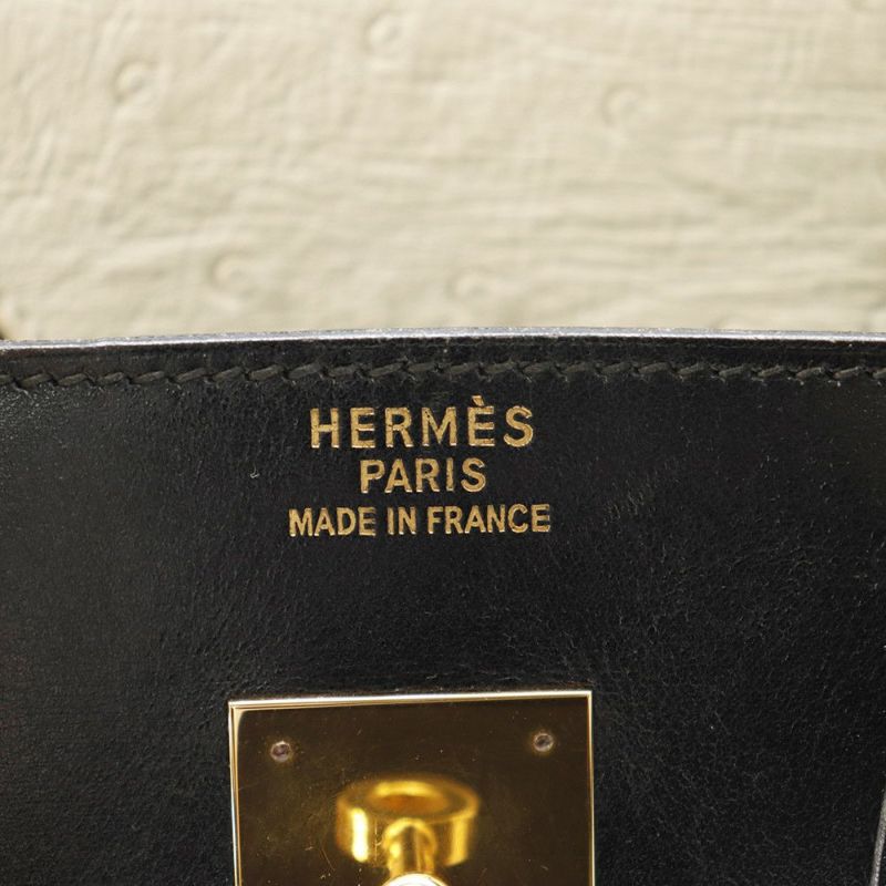エルメス ハンドバッグ オータクロア32 タッチ ブラック/パーシュマン/ゴールド金具 ボックスカーフ/オーストリッチ 〇Y刻印 黒