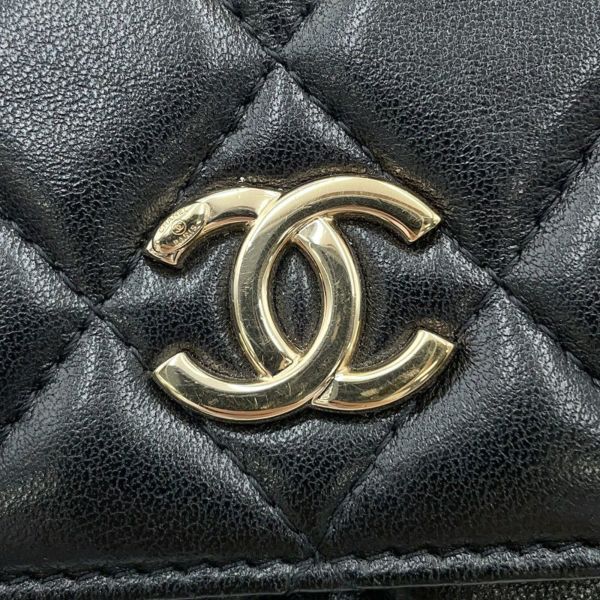 シャネル チェーンウォレット マトラッセ ココマーク ラムスキン AP2056 CHANEL 財布 黒