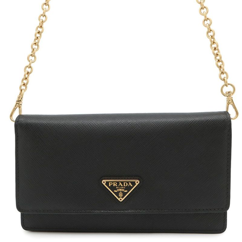 プラダ チェーンウォレット サフィアーノレザー PRADA 財布 黒