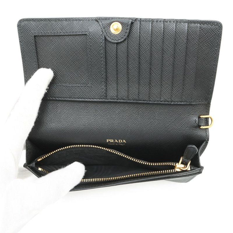 プラダ チェーンウォレット サフィアーノレザー PRADA 財布 黒