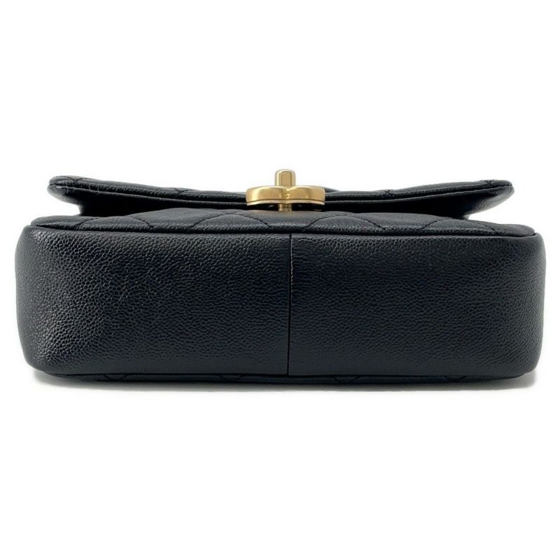 シャネル チェーンショルダーバッグ マトラッセ メロディチェーン ココマーク キャビアスキン AS3103 CHANEL 黒