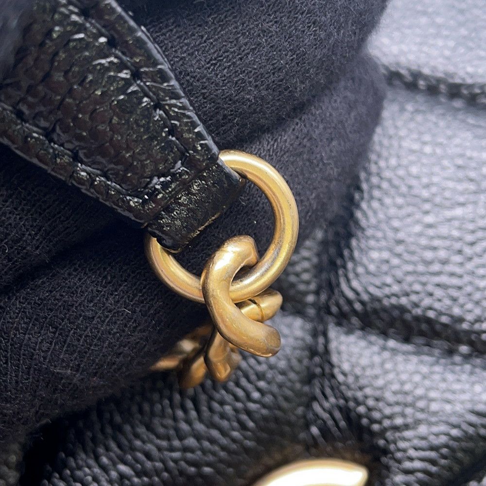 シャネル チェーンショルダーバッグ マトラッセ メロディチェーン ココマーク キャビアスキン AS3103 CHANEL 黒