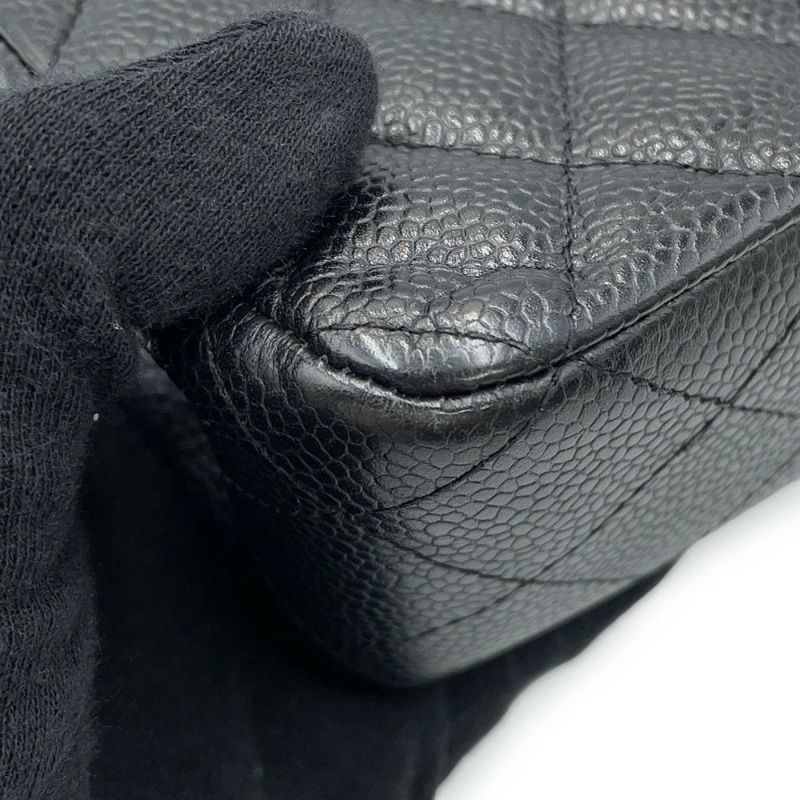 シャネル チェーンショルダーバッグ マトラッセ25 ココマーク ダブルチェーン キャビアスキン A01112 CHANEL 黒