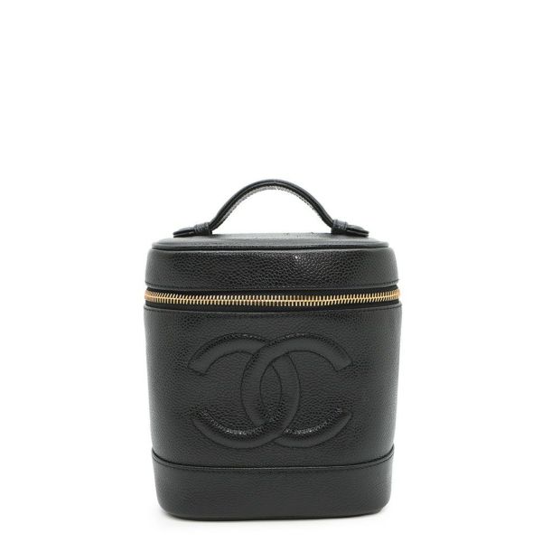 シャネル バニティバッグ ココマーク キャビアスキン 縦型 A01998 CHANEL 化粧ポーチ コスメポーチ 黒