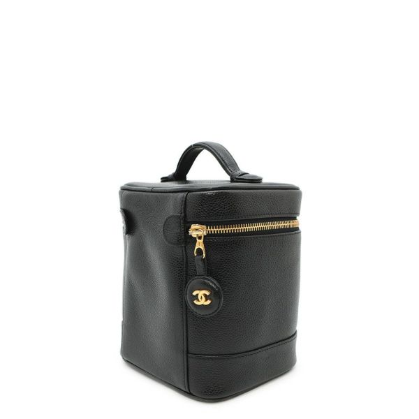 シャネル バニティバッグ ココマーク キャビアスキン 縦型 A01998 CHANEL 化粧ポーチ コスメポーチ 黒