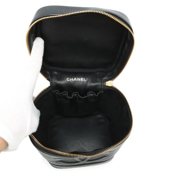 シャネル バニティバッグ ココマーク キャビアスキン 縦型 A01998 CHANEL 化粧ポーチ コスメポーチ 黒