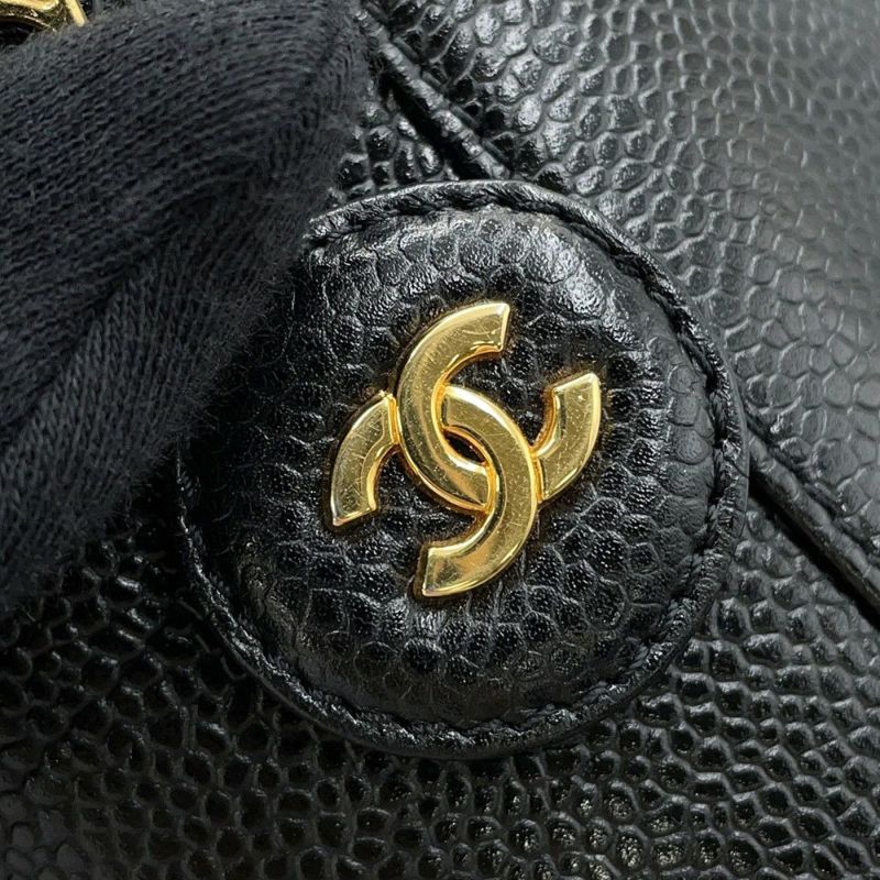 シャネル バニティバッグ ココマーク キャビアスキン 縦型 A01998 CHANEL 化粧ポーチ コスメポーチ 黒
