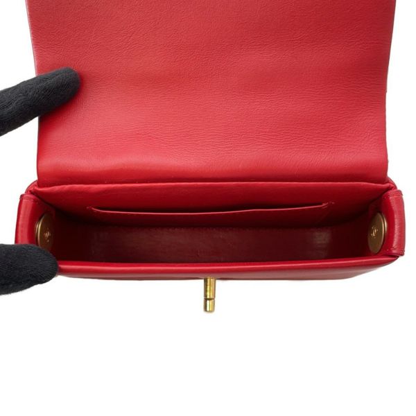 シャネル チェーンショルダーバッグ マトラッセ ココマーク ラムスキン CHANEL バッグ 赤