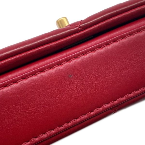 シャネル チェーンショルダーバッグ マトラッセ ココマーク ラムスキン CHANEL バッグ 赤