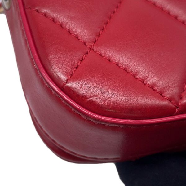 シャネル チェーンショルダーバッグ マトラッセ ココマーク ラムスキン CHANEL バッグ 赤