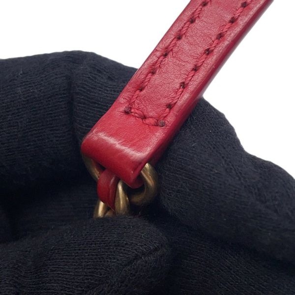 シャネル チェーンショルダーバッグ マトラッセ ココマーク ラムスキン CHANEL バッグ 赤