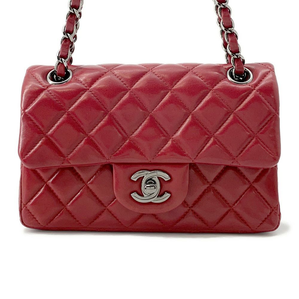 シャネル チェーンショルダーバッグ ココマーク ラムスキン CHANEL ミニ フラップ バッグ