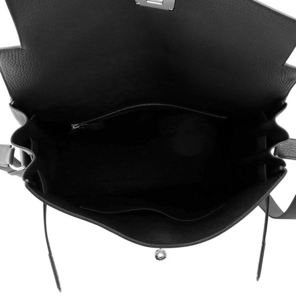 エルメス メッセンジャーケリーGM ブラック/シルバー金具 トゴ W刻印 HERMES メンズ 黒