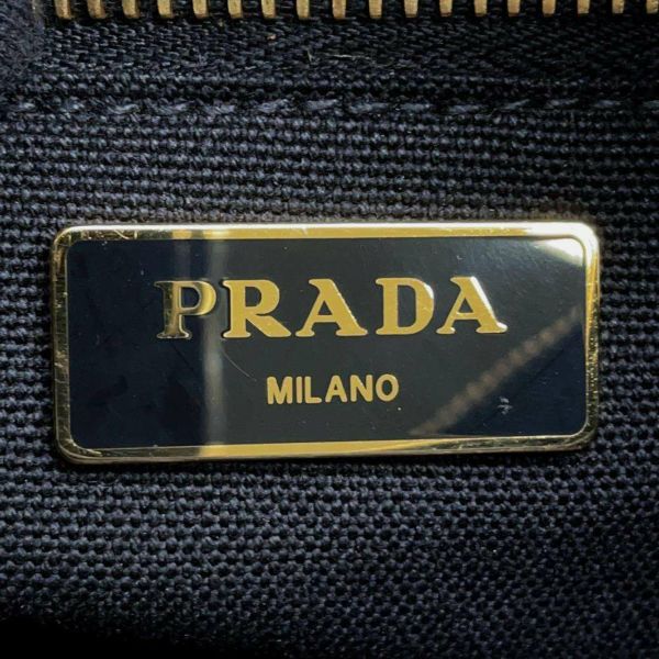 プラダ ハンドバッグ ラフィア キャンバス 1BG089 PRADA かごバッグ 2wayショルダーバッグ 黒 アウトレット品